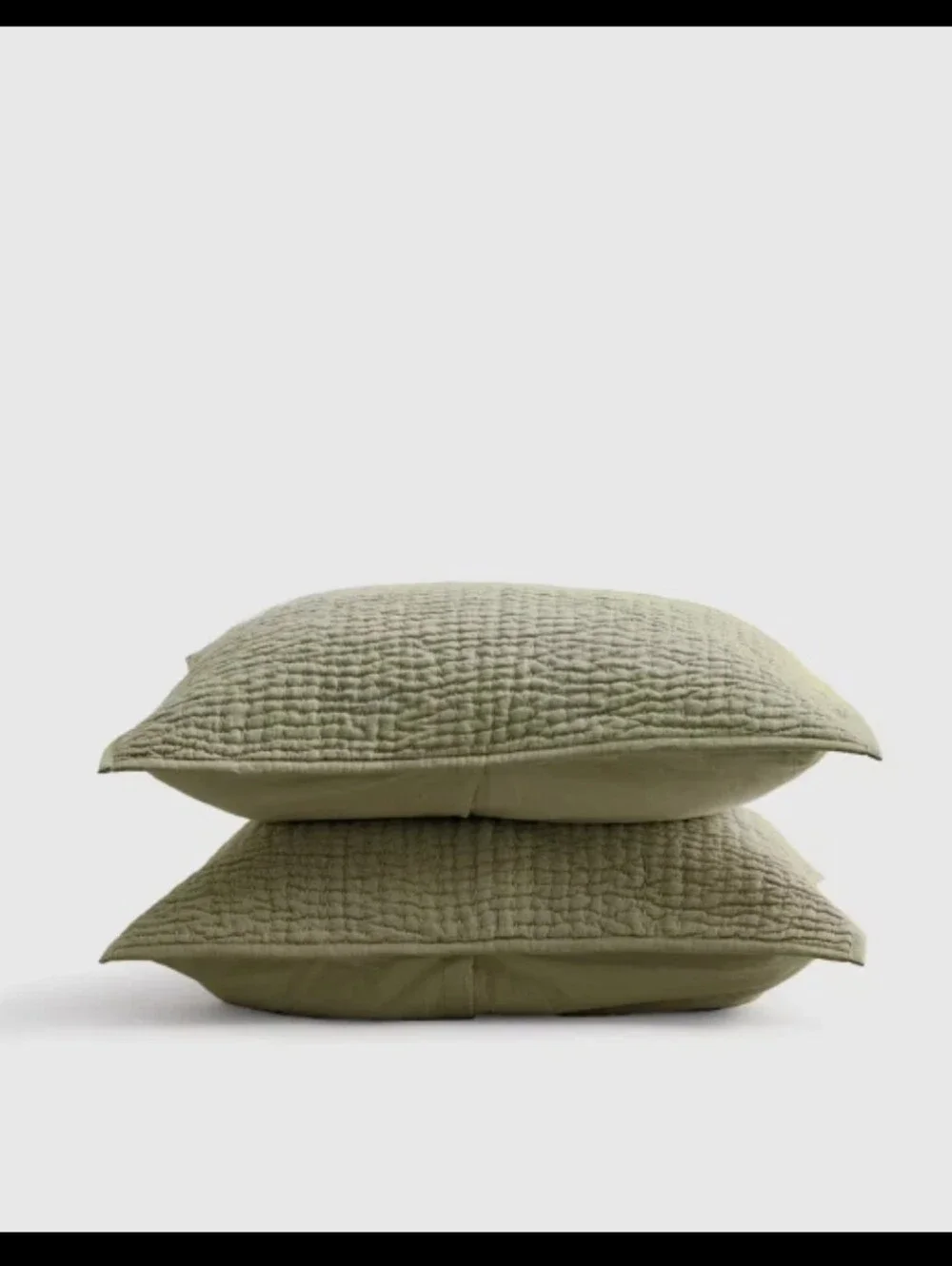 Quince European Linen Xotton Stitch OLIVE 2 Standard Sham Set Discontinued